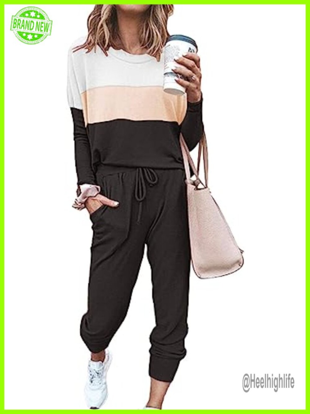 Women's 2 Piece Sweatsuit Set Crewneck Pullover Drawstring Jogger Lounge Set